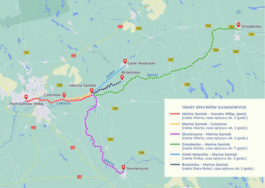 mapka splywy wszystkie trasy